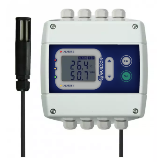 Temperature and humidity regulator with RS485 output + T + RH probe, 1m cable