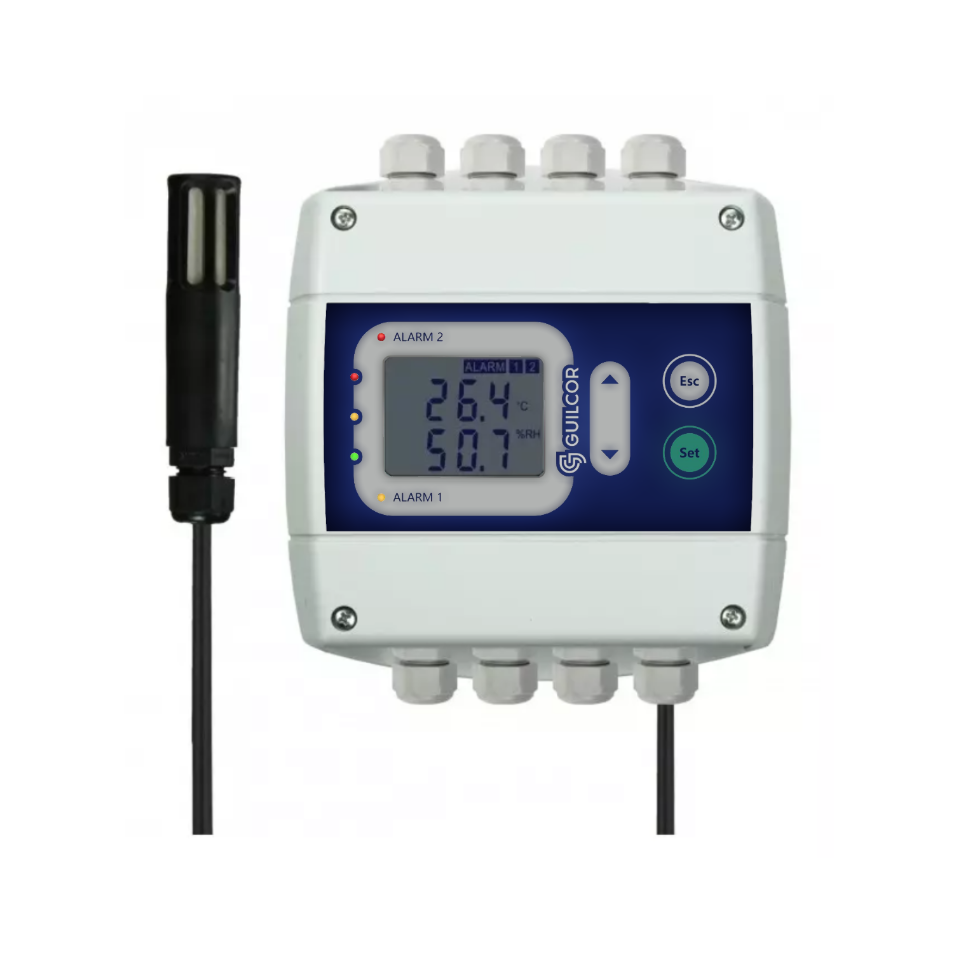 Temperature and humidity regulator with RS485 output + T + RH probe, 1m cable