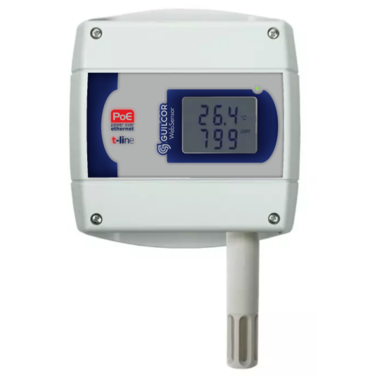 WebSensor with PoE - temperature, humidity, CO2 concentration remotely with Ethernet interface