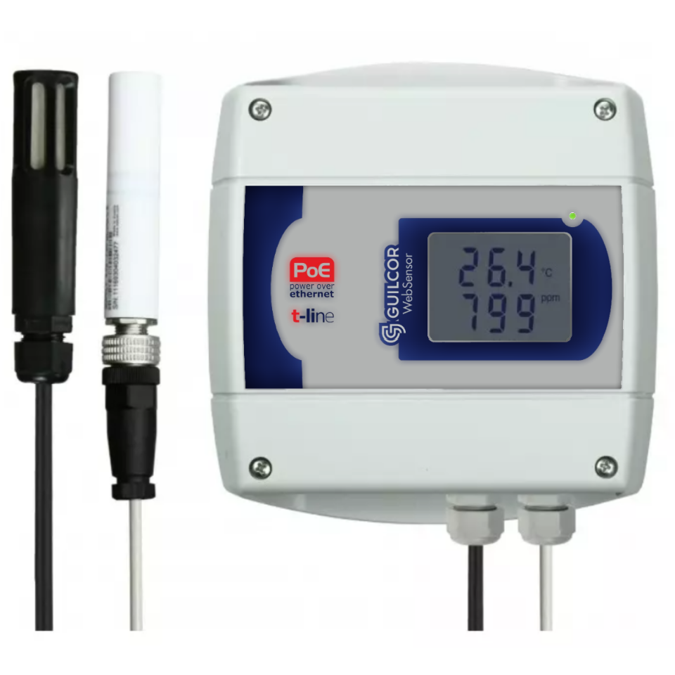 WebSensor - temperature, humidity, CO2 concentration remotely with Ethernet interface