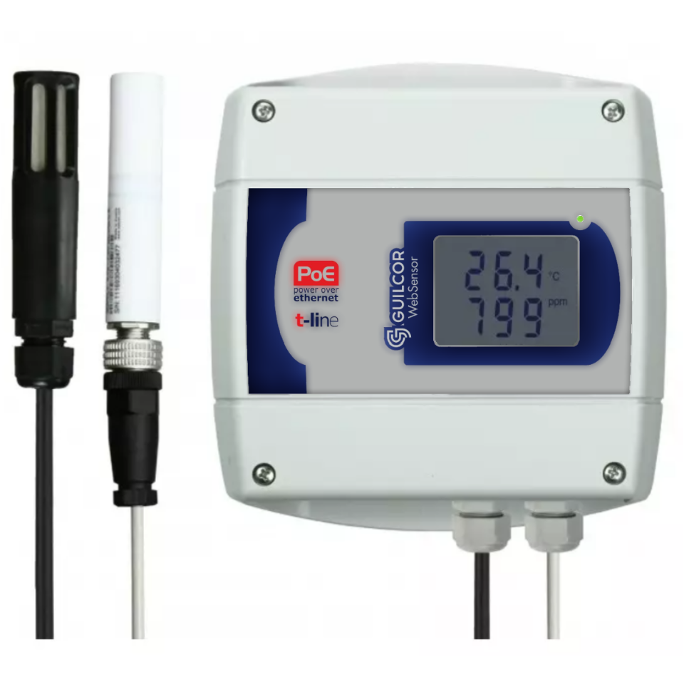 WebSensor: temperatura remota, humedad, concentración de CO2 con interfaz Ethernet