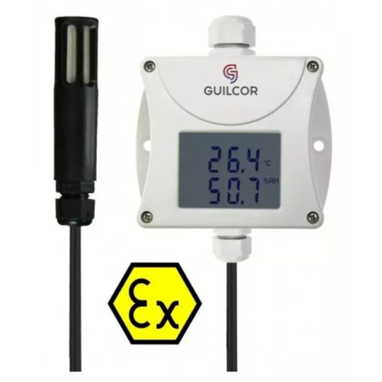 Intrinsically safe ATEX humidity and temperature transmitter with cable probe, 4-20mA output