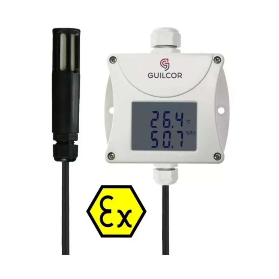 Intrinsically safe ATEX humidity and temperature transmitter with cable probe, 4-20mA output