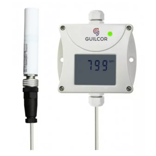CO2 concentration transmitter with 4-20 mA output, external carbon dioxide probe, 1 m cable
