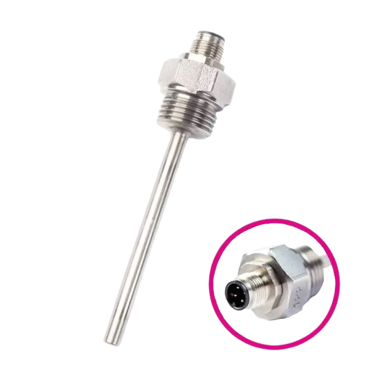 Sonda com conector M12 lumberg, conexão G1 / 2 ", 6 mm, -50 a 150 ° C