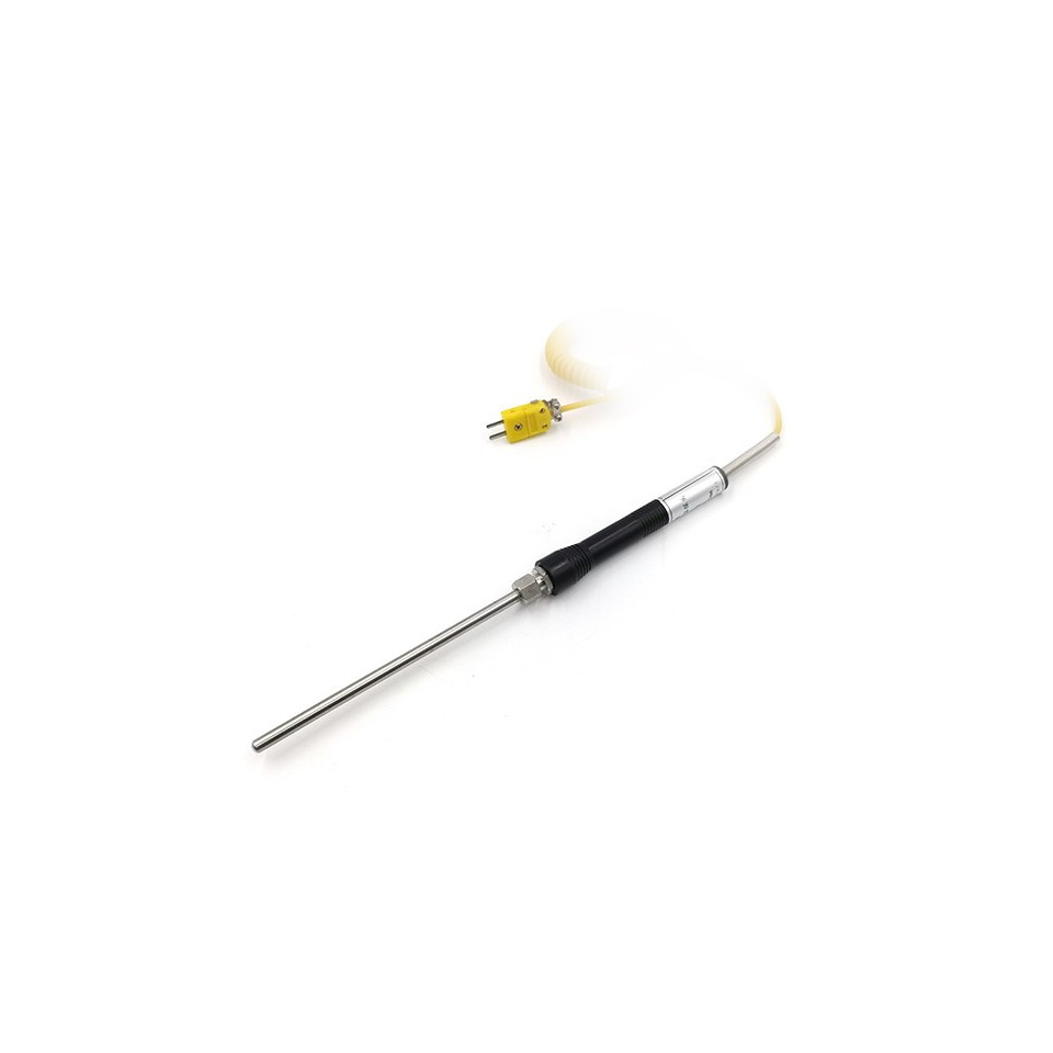 Thermocouple temperature probe with spring cable