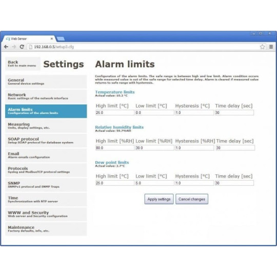 Capteur Web avec PoE - Hygromètre de thermomètre à distance avec interface Ethernet