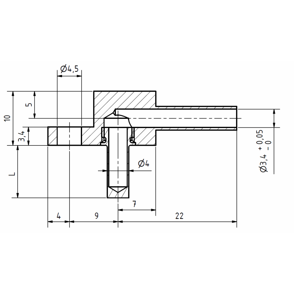 Sonda de contact în unghi drept -50 ... + 350 ° C