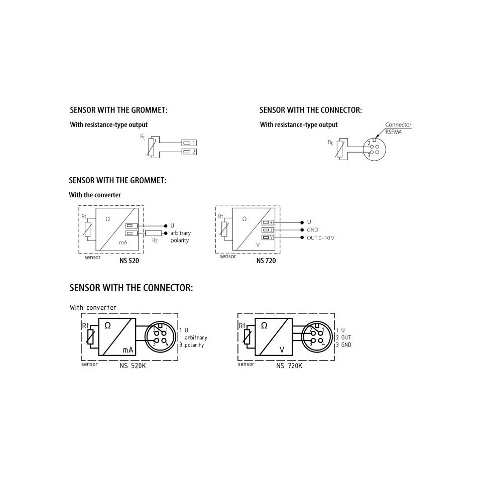 Temperature sensor - plastic connection head