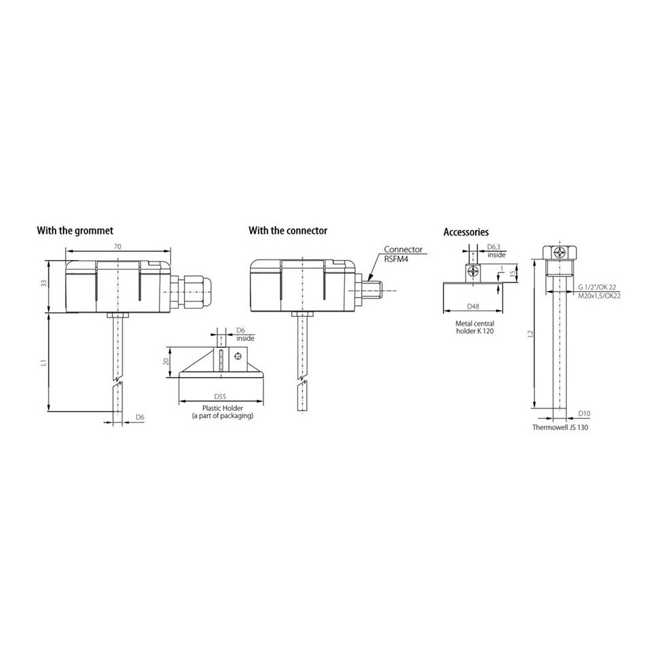 Sensor de temperatura - Cabezal de conexión de plástico