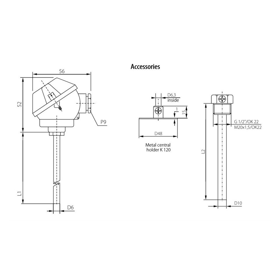 Sensor de temperatura - Cabezal de conexión de metal