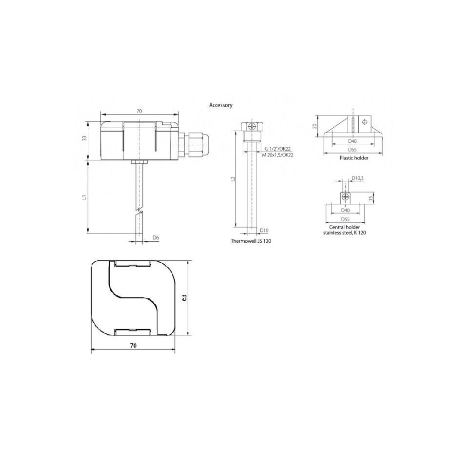 Temperatursensor - Kunststoffanschlusskopf - DS18B20