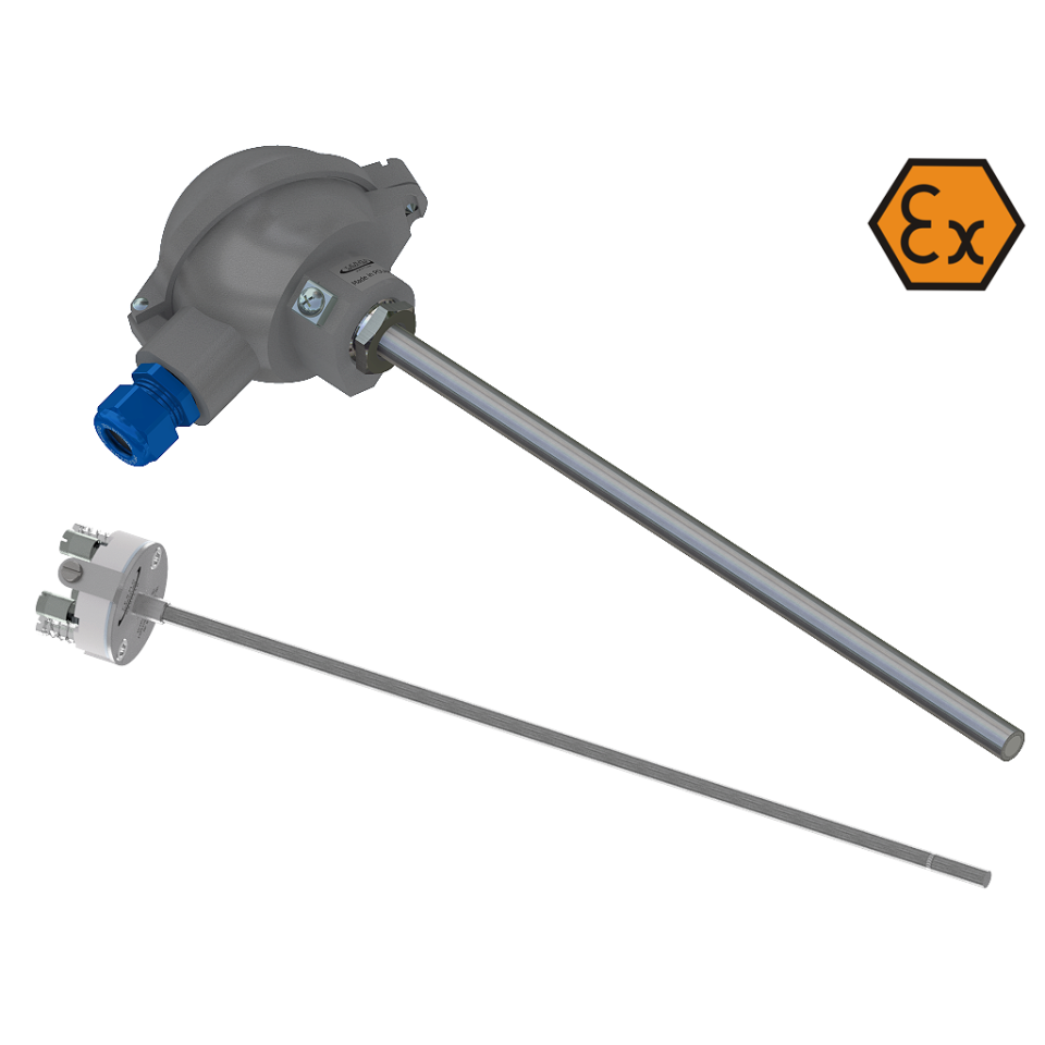 Resistance thermometer with connection head and internal insert - ATEX intrinsically safe