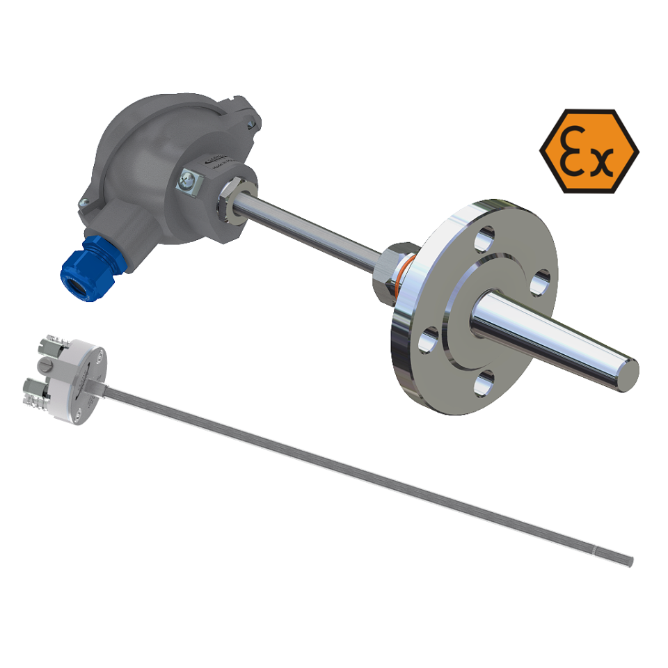 Connection head resistance thermometer with flange and insert - ATEX intrinsically safe