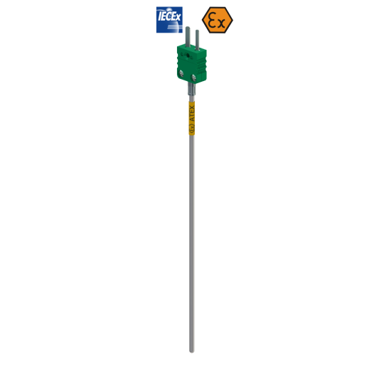 Termopar com camisa ATEX intrinsecamente seguro com miniconector