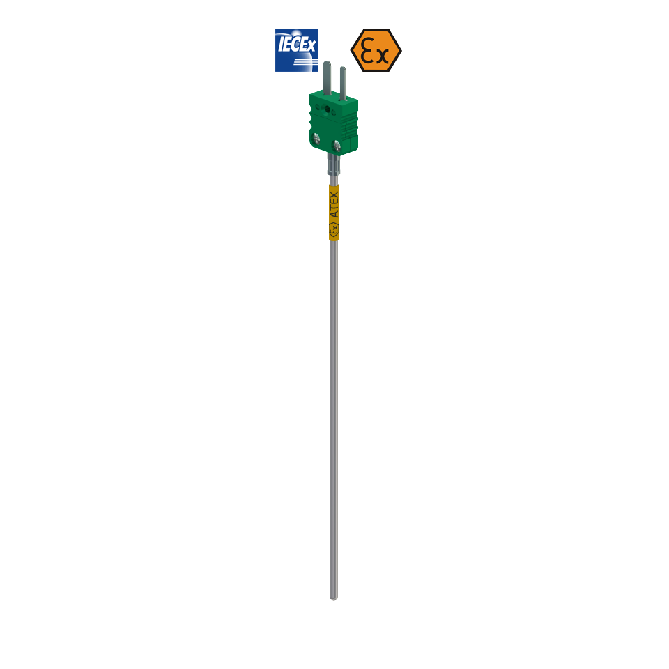 Termopar com camisa ATEX intrinsecamente seguro com miniconector