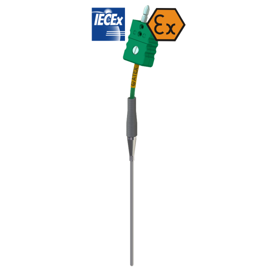 Thermocouple chemisé ATEX à sécurité intrinsèque câblé avec connecteur standard