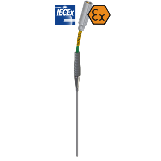 ATEX intrinsiek veilig thermokoppel met mantel, bedraad met LEMO-connector