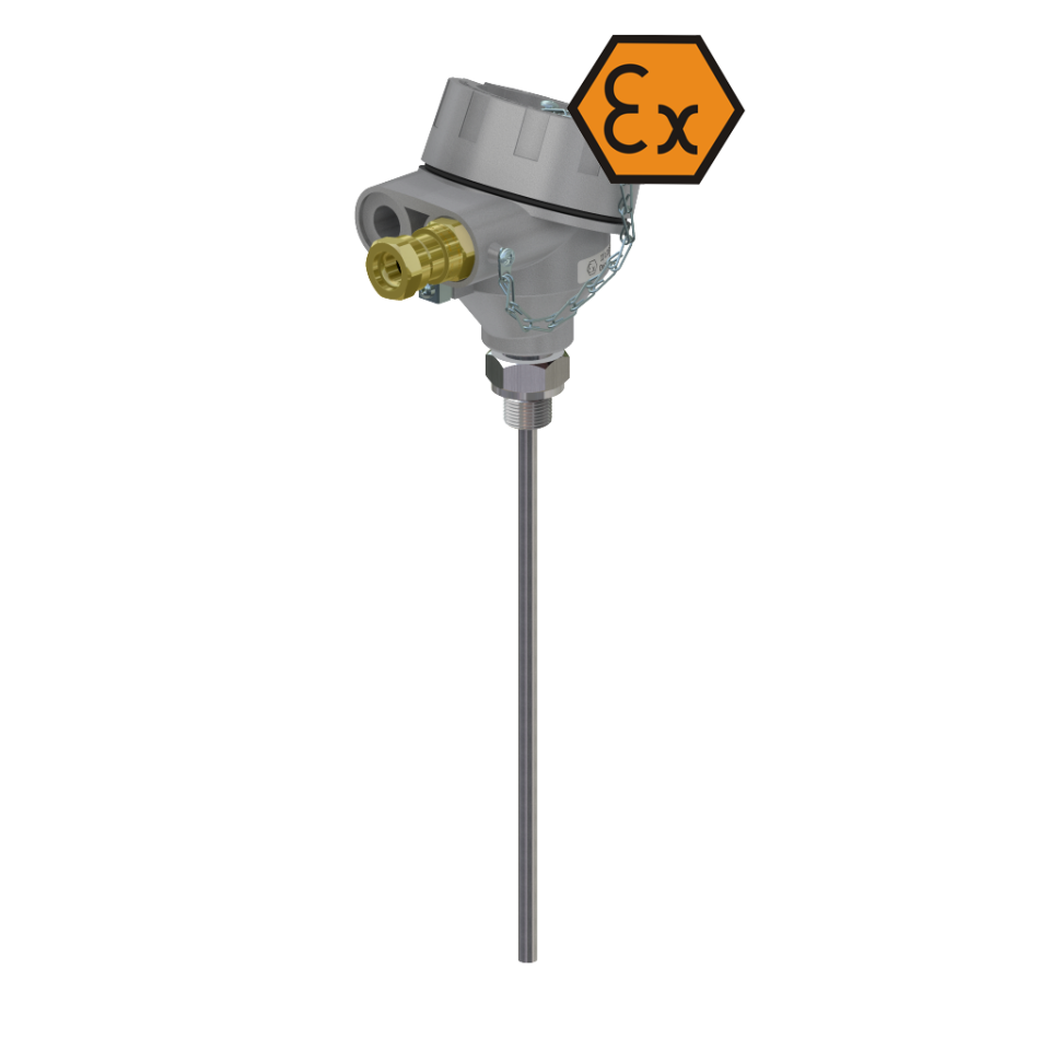 Termômetro de resistência com cabeça de conexão e encaixe - à prova de explosão ATEX