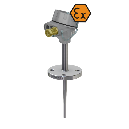 Thermocouple à tête connexion et bride avec réduction - ATEX antidéflagrant