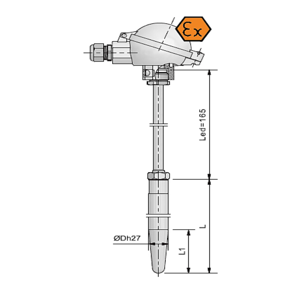 Termometr oporowy głowicy przyłączeniowej z redukcją - iskrobezpieczny ATEX