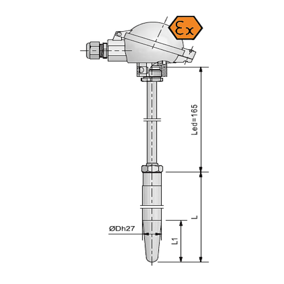 Anschlusskopf-Widerstandsthermometer mit Untersetzung - ATEX eigensicher