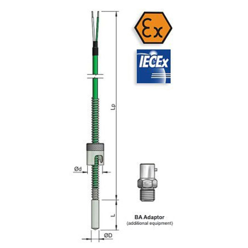 ATEX Intrinsically Safe Wired Bayonet Thermocouple