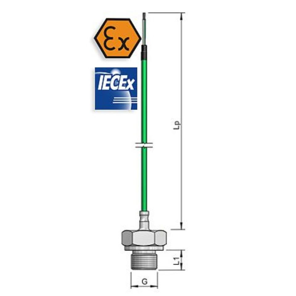 Wired thermocouple with intrinsically safe ATEX connection