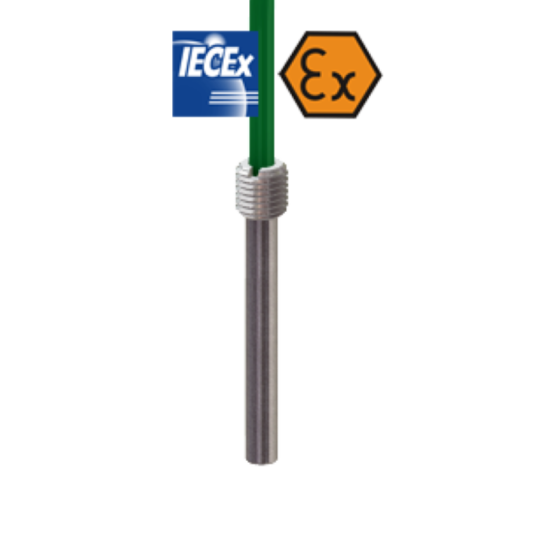 Wired thermocouple with intrinsically safe ATEX fitting and plunger