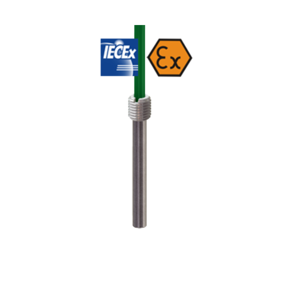 Wired thermocouple with intrinsically safe ATEX fitting and plunger