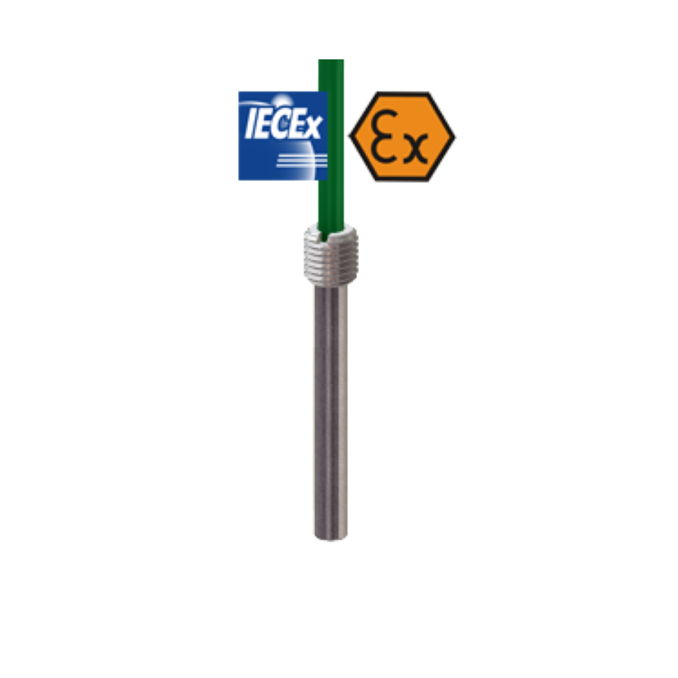 Termopar con cable con conexión y émbolo ATEX intrínsecamente seguros