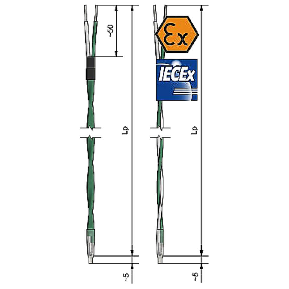 ATEX-wikkelthermokoppel met verhoogde veiligheid