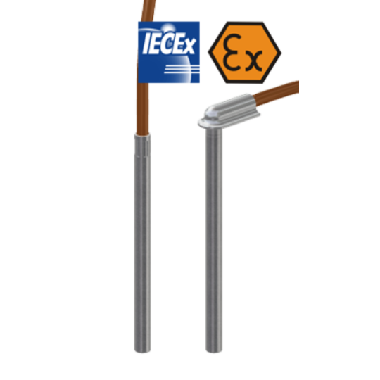Wired resistance thermometer with ATEX plunger and intrinsically safe