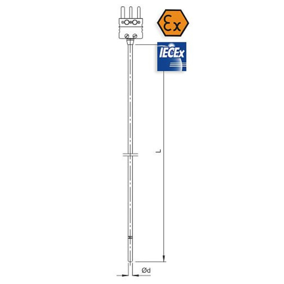 Ummanteltes Widerstandsthermometer, Mini-Anschluss, eigensicher