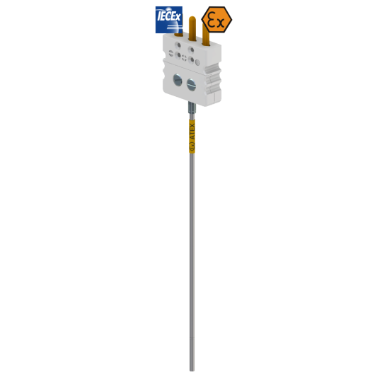 Thermomètre à résistance chemisé, connecteur standard, sécurité intrinsèque