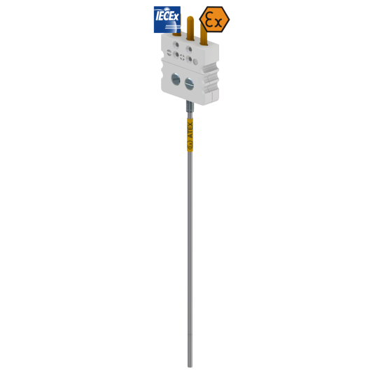 Termómetro de resistencia encamisado, conector estándar, intrínsecamente seguro