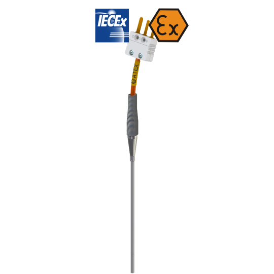 Wired jacketed resistance thermometer, mini connector, intrinsically safe