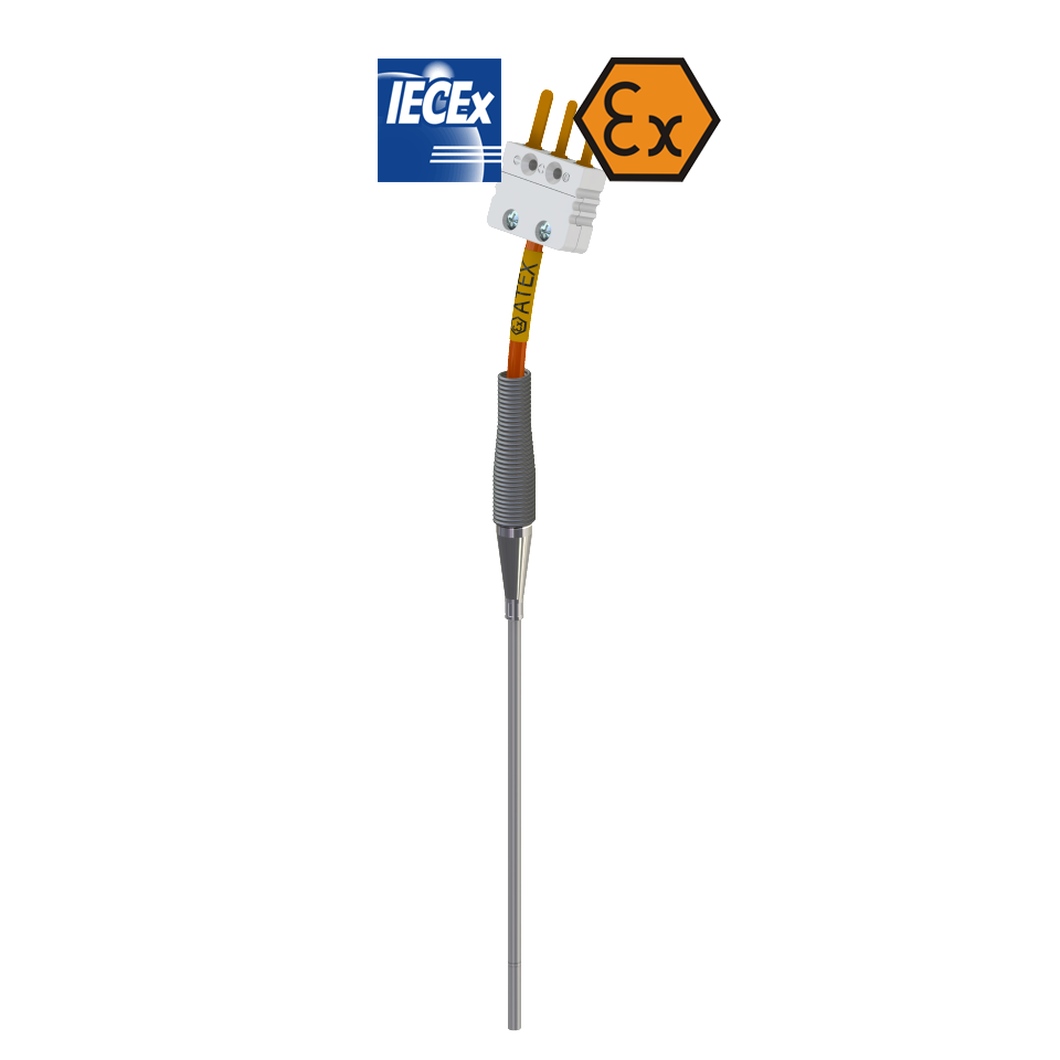 Wired jacketed resistance thermometer, mini connector, intrinsically safe