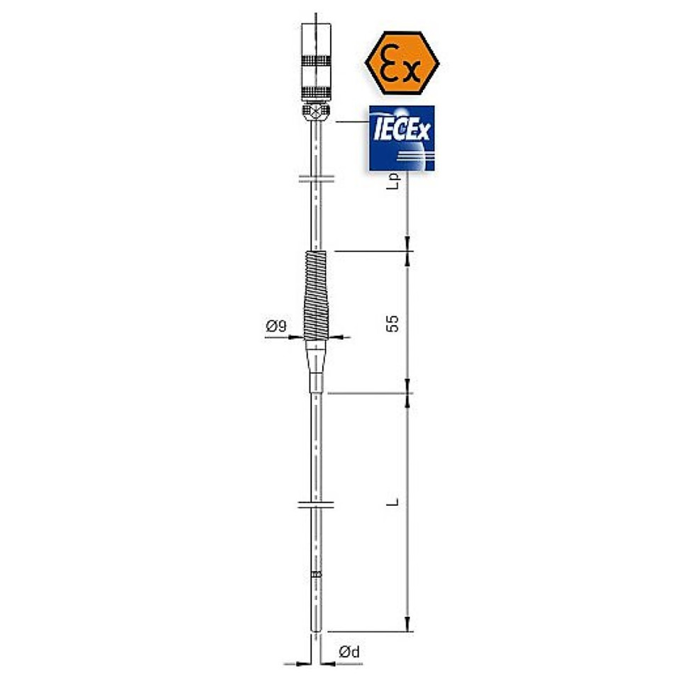 Wired Jacketed Resistance Thermometer, LEMO Connector, Intrinsically Safe