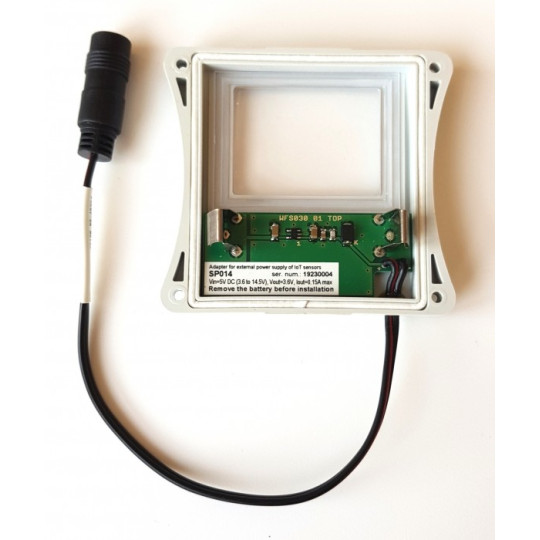 Adaptateur pour alimentation externe de capteur IoT avec sortie radio vers le réseau Sigfox