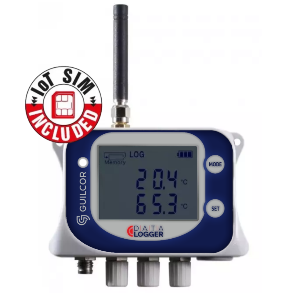 Registrador de dados de temperatura GSM para quatro sondas externas com modem integrado