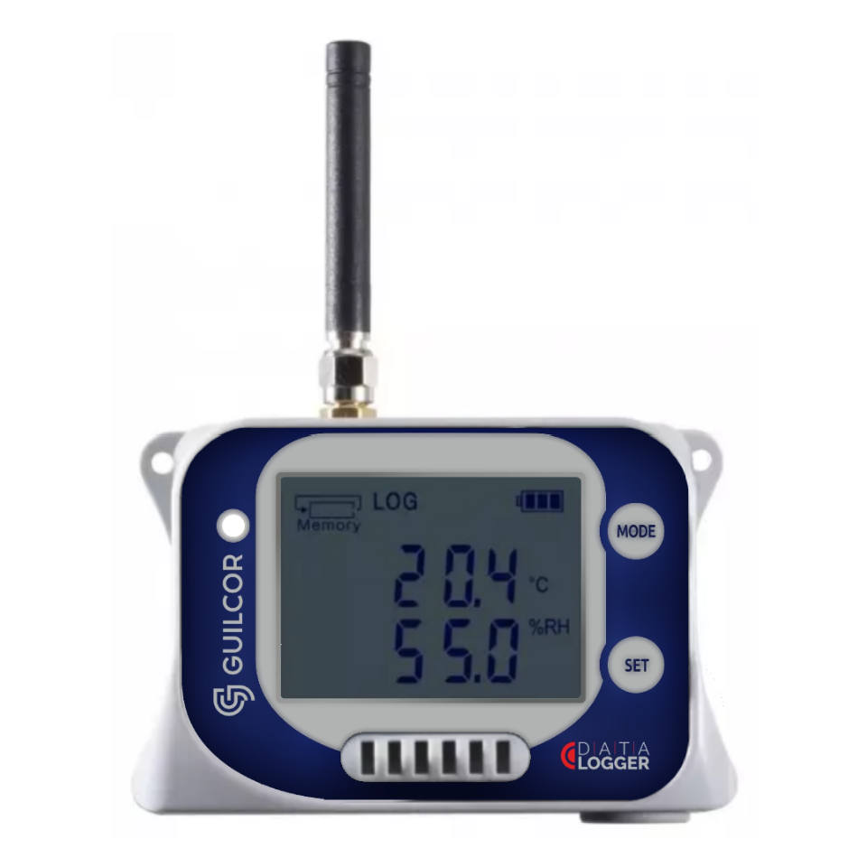 Registrador de datos de temperatura y humedad GSM con sensores integrados y módem