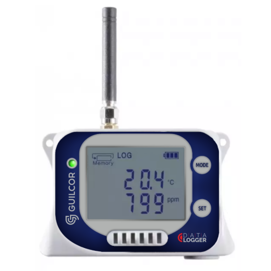 Enregistreur de données de température, d'humidité, de CO2 et de pression atmosphérique GSM avec capteurs intégrés et modem