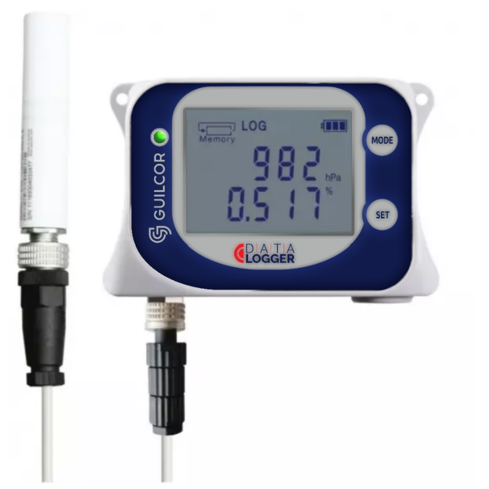 Registrador de dados com pressão atmosférica e sensores de CO2, até 50 ppm de CO000
