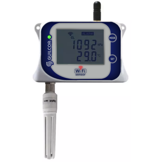 WiFi sensor for temperature, relative humidity and atmospheric pressure with integrated probe