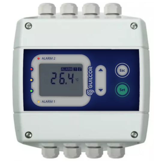 Temperature transmitter with RS232 output and relay