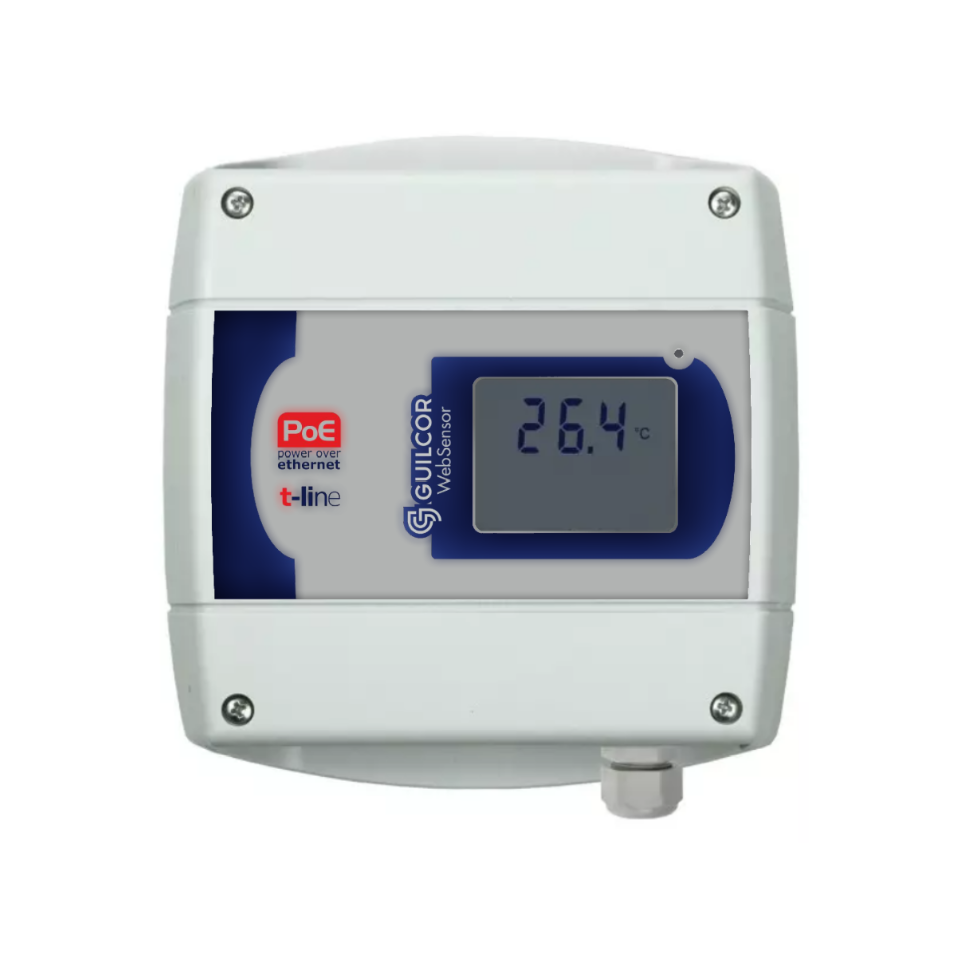 Transmissor de temperatura Ethernet com display