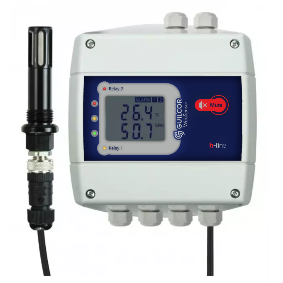 Hygrometer - Thermometer - Perslucht met Ethernet-interface en relais