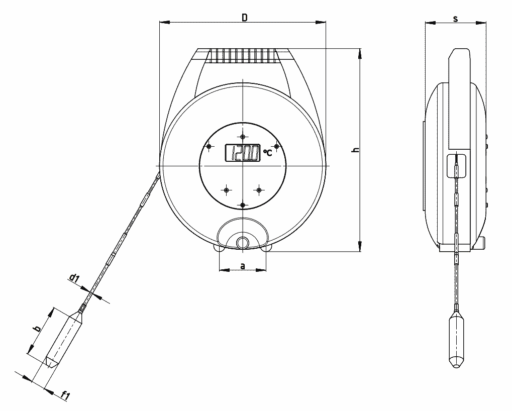 Digital Thermometer 35m Längt Mat Winder An Display