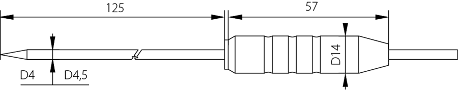 Teflon handle probe probe diagram, -50 to 200 ° C